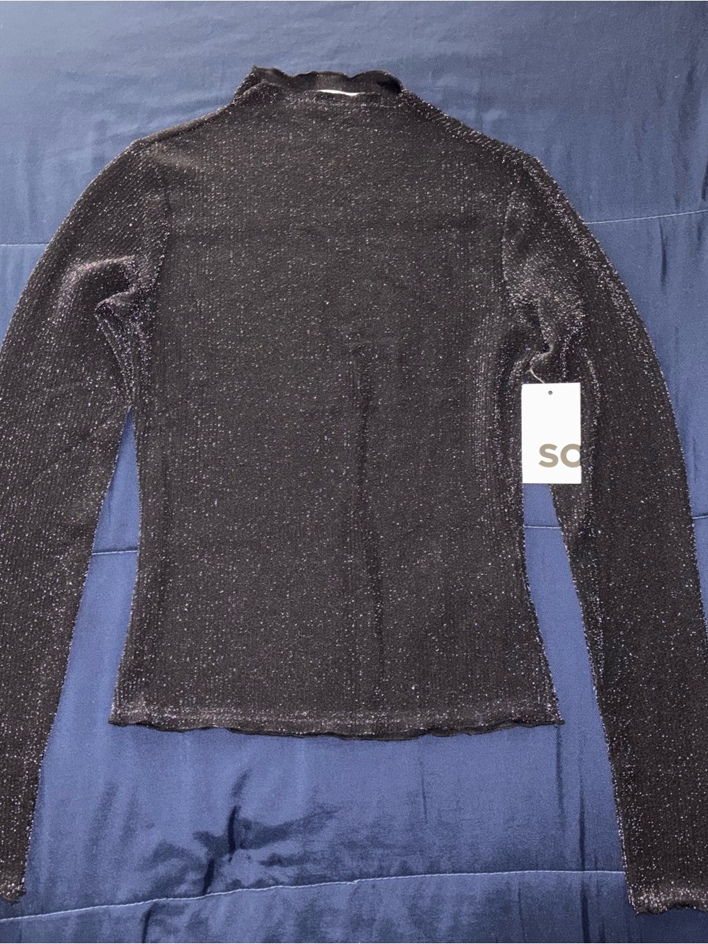 Black Sparkle Long-Sleeve Top